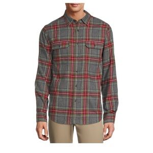 Gray red green black nwt plaid flannel shirt